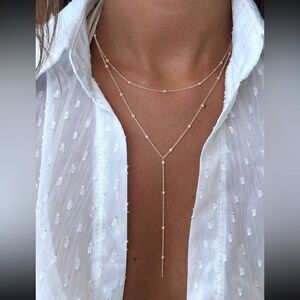 Layered silver necklace A899